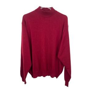 Jos. A. Bank pullover sweater mock neck extra fine merino wool maroon red XL